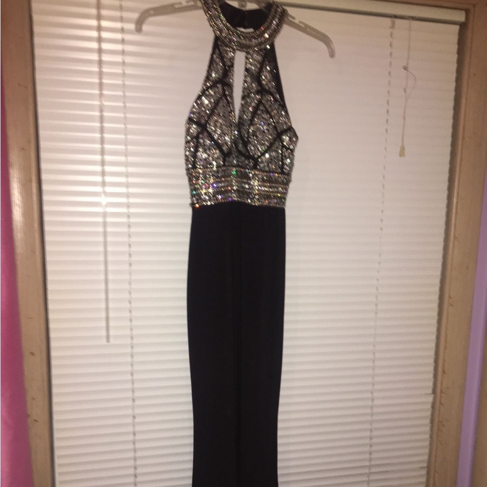Prom, elegant Silver and White Sequin Halter dress size xs